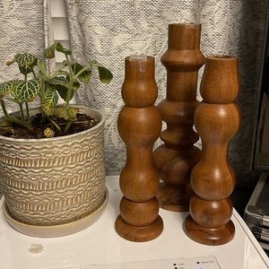 Set of 3 Hearth and hand wood bud vases